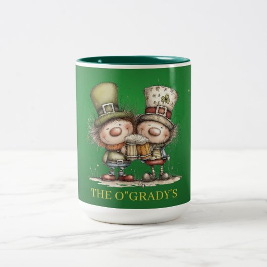 Cheerful St. Patrick’s Day Party Illustration Zweifarbige Tasse (Mittel)