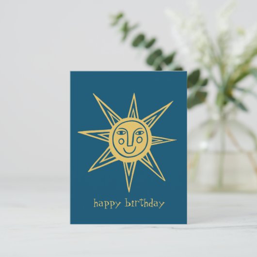 Cheerful Sun HAPPY BIRTHDAY CUSTOM Postkarte (Stehend Vorderseite)