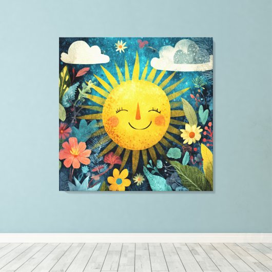 Cheerful Sun Over Flower Garden Leinwanddruck (Insitu (Holzboden))