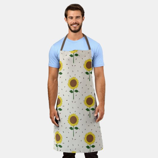 Cheerful Sunflower Pattern Apron | Original Hand-D Schürze (Getragen)