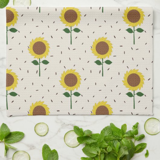 Cheerful Sunflower Pattern Dishtowel Geschirrtuch (Gefaltet)