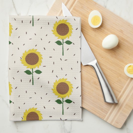 Cheerful Sunflower Pattern Dishtowel Geschirrtuch (Viertel Falte)