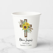Cheerful Sunflower Rustic Boho Dark Wooden Cross Pappbecher (Vorderseite)