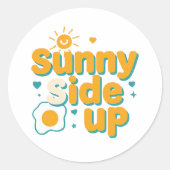 Cheerful "Sunny Side Up" with Egg and Sun Runder Aufkleber (Vorderseite)