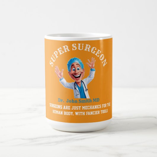 Cheerful Surgeon Cartoon Art for Medical Heroes Kaffeetasse (Mittel)