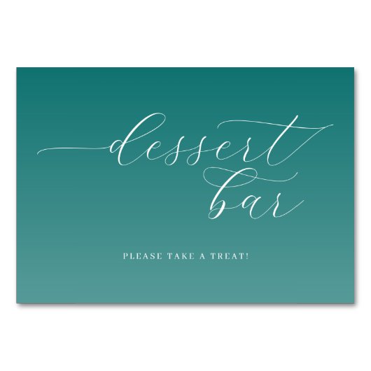 Cheerful Teal Gradient Dessert Bar Sign Tischnummer (Vorderseite)