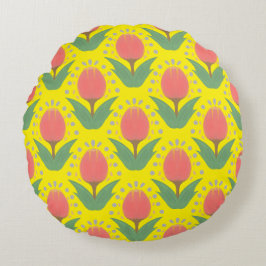 Cheerful Tulips Round Pillow Rundes Kissen
