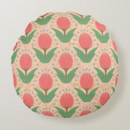 Cheerful Tulips Round Pillow Rundes Kissen