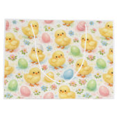 Cheerful Watercolor Chick & Egg Easter Gift Bag Große Geschenktüte (Rückseite)