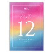 Cheerful Watercolor Gradient Table Number Tischnummer (Rückseite)