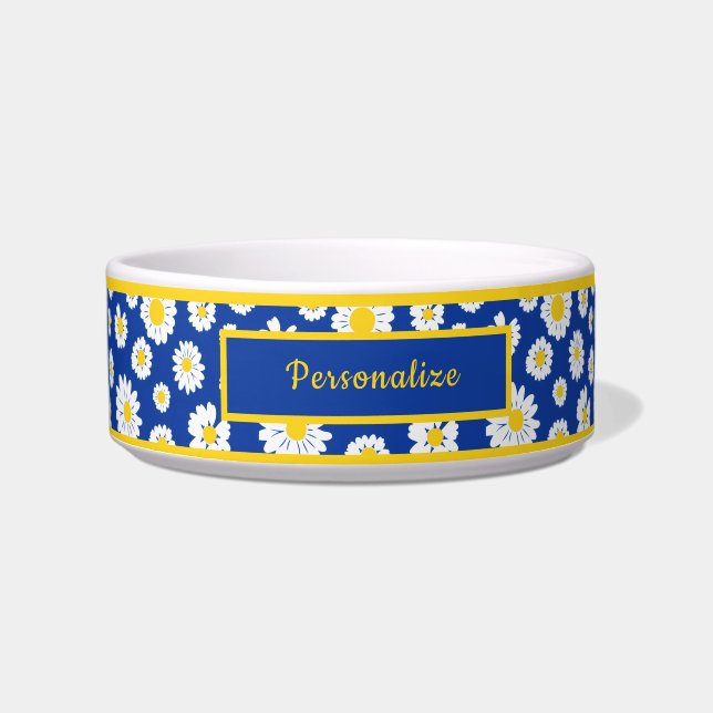 Cheerful Yellow and Blue Daisy Floral Pattern Napf (Vorderseite)