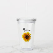 Cheerful Yellow Sunflower with Bee Personalized Acryltrinkbecher (Vorderseite)