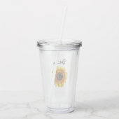 Cheerful Yellow Sunflower with Bee Personalized Acryltrinkbecher (Rückseite)