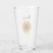 Cheerful Yellow Sunflower with Bee Personalized Glas (Rückseite)