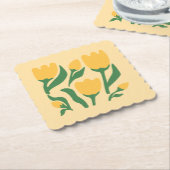 Cheerful Yellow Tulips Paper Coaster Untersetzer (angewinkelt)