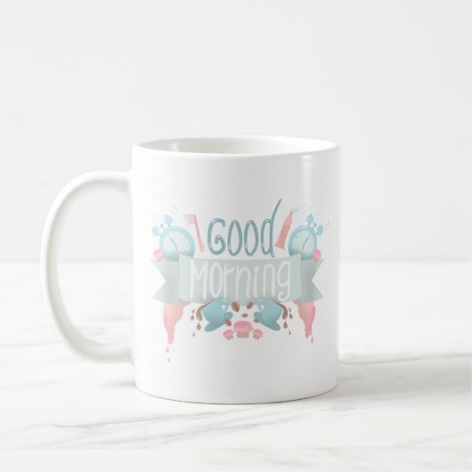 Cheerfull Greet Morning Charming Pastell Custom Kaffeetasse (Links)