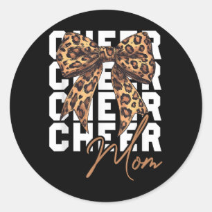 Cheerle Mama Coquette Bow Leopard Mütter Tag Cheer Runder Aufkleber