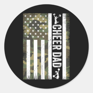 Cheerlead Vater Camouflage American Flag Fathers D Runder Aufkleber