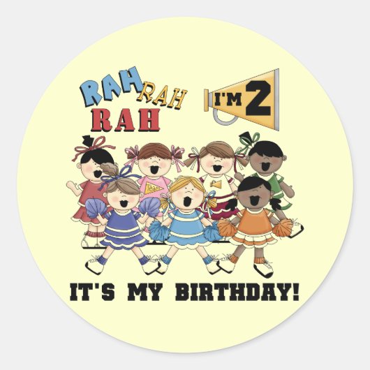 Cheerleader 2. Geburtstagsgeschenke Runder Aufkleber (Vorderseite)