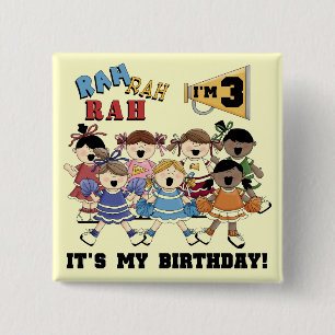 Cheerleader 3. Geburtstag T - Shirt und Geschenke Button