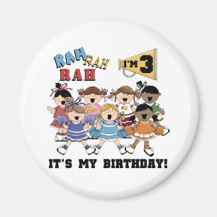 Cheerleader 3. Geburtstag T - Shirt und Geschenke Magnet