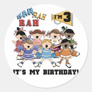 Cheerleader 3. Geburtstag T - Shirt und Geschenke Runder Aufkleber