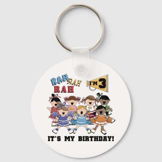 Cheerleader 3. Geburtstag T - Shirt und Geschenke Schlüsselanhänger (Vorderseite)