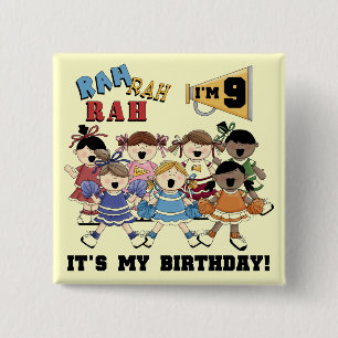 Cheerleader-9. Geburtstags-T-Shirts und Geschenke Button