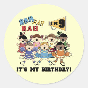 Cheerleader-9. Geburtstags-T-Shirts und Geschenke Runder Aufkleber