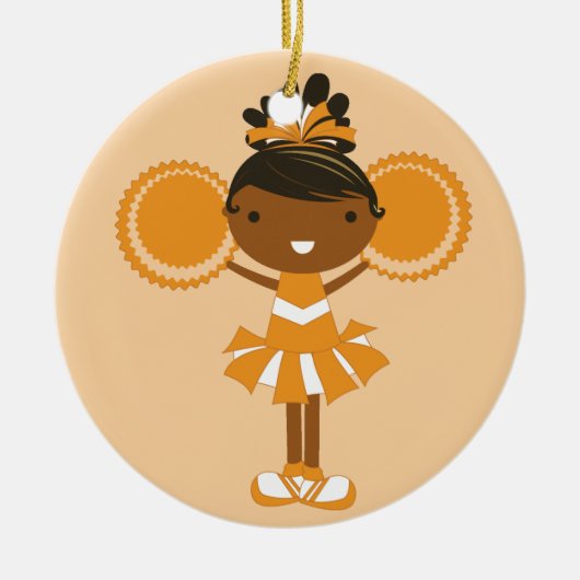 Cheerleader-Andenken-Verzierung KRW orange Keramik Ornament (Vorne)