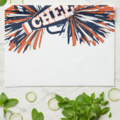 Cheerleader-Ausstattung im Marine-Blau, der Orange Geschirrtuch (Gefaltet)