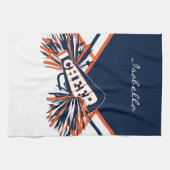 Cheerleader-Ausstattung im Marine-Blau, der Orange Geschirrtuch (Horizontal)