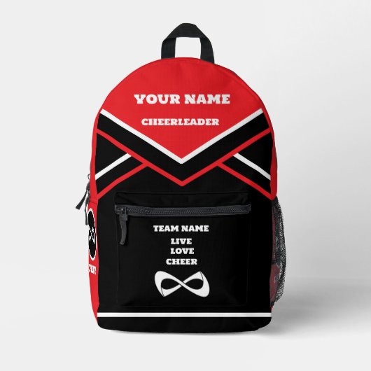 CHEERLEADER BACKPACK LIVE LIEBE CHEER rot Bedruckter Rucksack (Vorderseite)