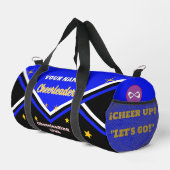 cheerleader bag, personalize blue, white & black duffle bag (Rechte Ecke)