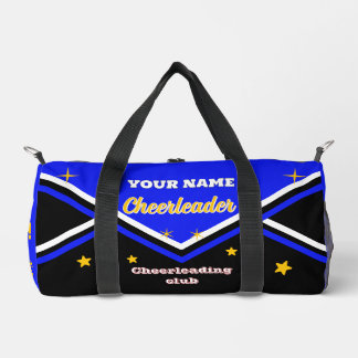 cheerleader bag, personalize blue, white & black duffle bag