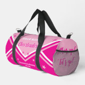 cheerleader bag, personalize pink, white & black duffle bag (Rechte Ecke)