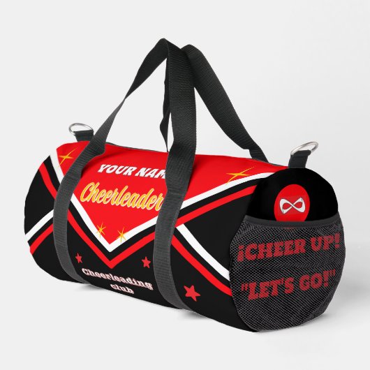 cheerleader bag, personalize red, white & black du duffle bag (Rechte Ecke)