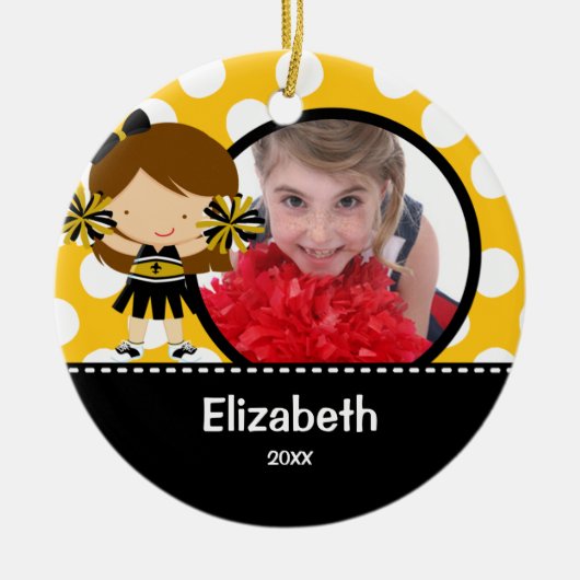 Cheerleader-Beifall-Foto-Weihnachtsverzierung Keramik Ornament (Vorne)