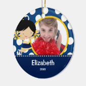 Cheerleader-Beifall-Foto-Weihnachtsverzierung Keramikornament (Links)