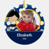 Cheerleader-Beifall-Foto-Weihnachtsverzierung Keramikornament (Hinten)