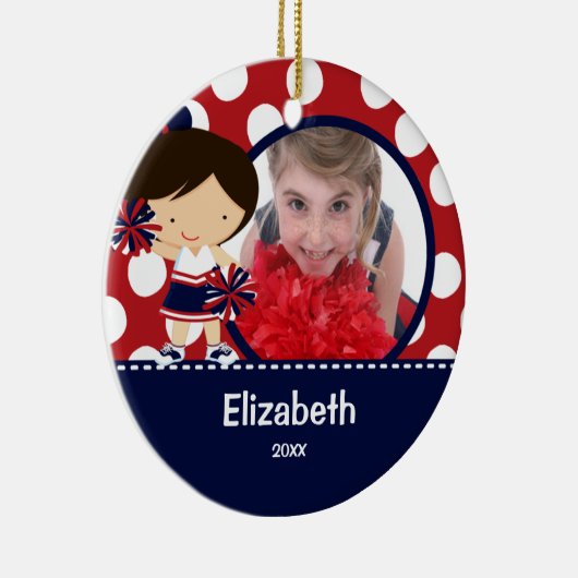 Cheerleader-Beifall-Foto-Weihnachtsverzierung Keramikornament (Rechts)