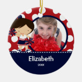 Cheerleader-Beifall-Foto-Weihnachtsverzierung Keramikornament (Vorne)