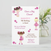 Cheerleader Birthday Einladung (Stehend Vorderseite)