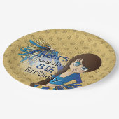 Cheerleader Birthday Girl - Blue Pappteller (Schrägansicht)