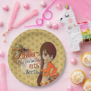 Cheerleader Birthday Girl - Orange Pappteller