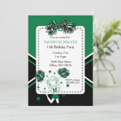 Cheerleader Birthday Party Einladung (Stehend Vorderseite)