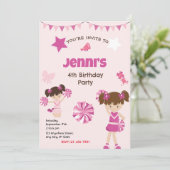 Cheerleader Birthday Party Einladung (Stehend Vorderseite)