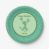 Cheerleader Birthday Party Green Sparkle Pappteller (Vorderseite)