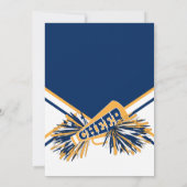 Cheerleader Birthday Party in Navy Blue & Gold Einladung (Rückseite)