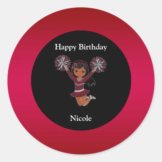 Cheerleader Birthday Stickers (Vorderseite)
